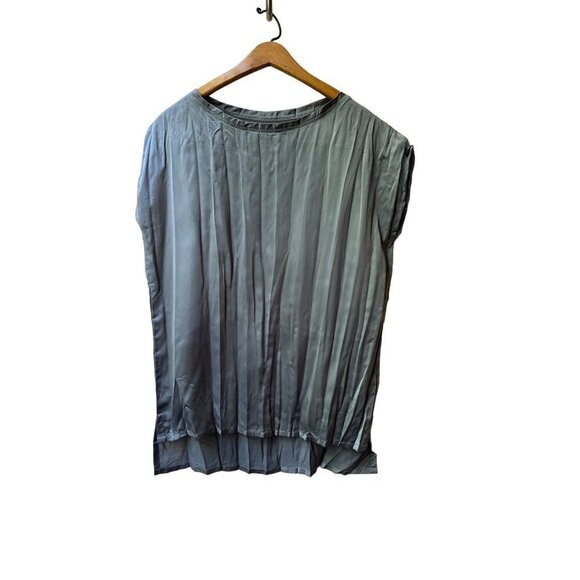 Uma Raquel Davidowicz Satin silver pewter pleated boatneck oversized tunic Small - Picture 4 of 14